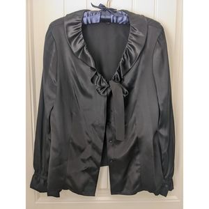 Alfani 100% Silk Tie Neck Blouse, 14 Petite